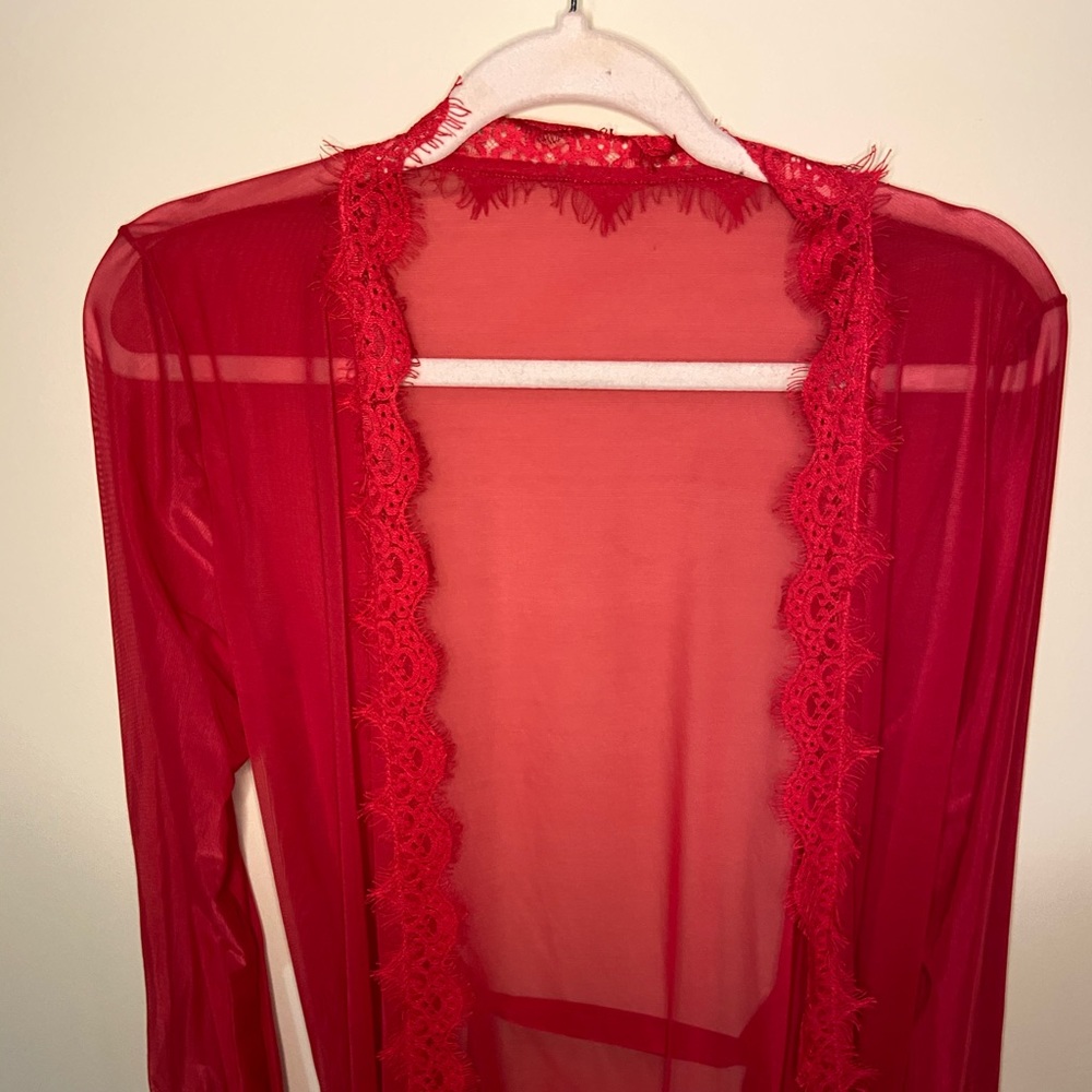 ✨✨ NWOT: Fashion Nova Sheer Red Robe